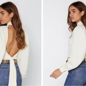 Nasty Gal Cream Open Back Blouse